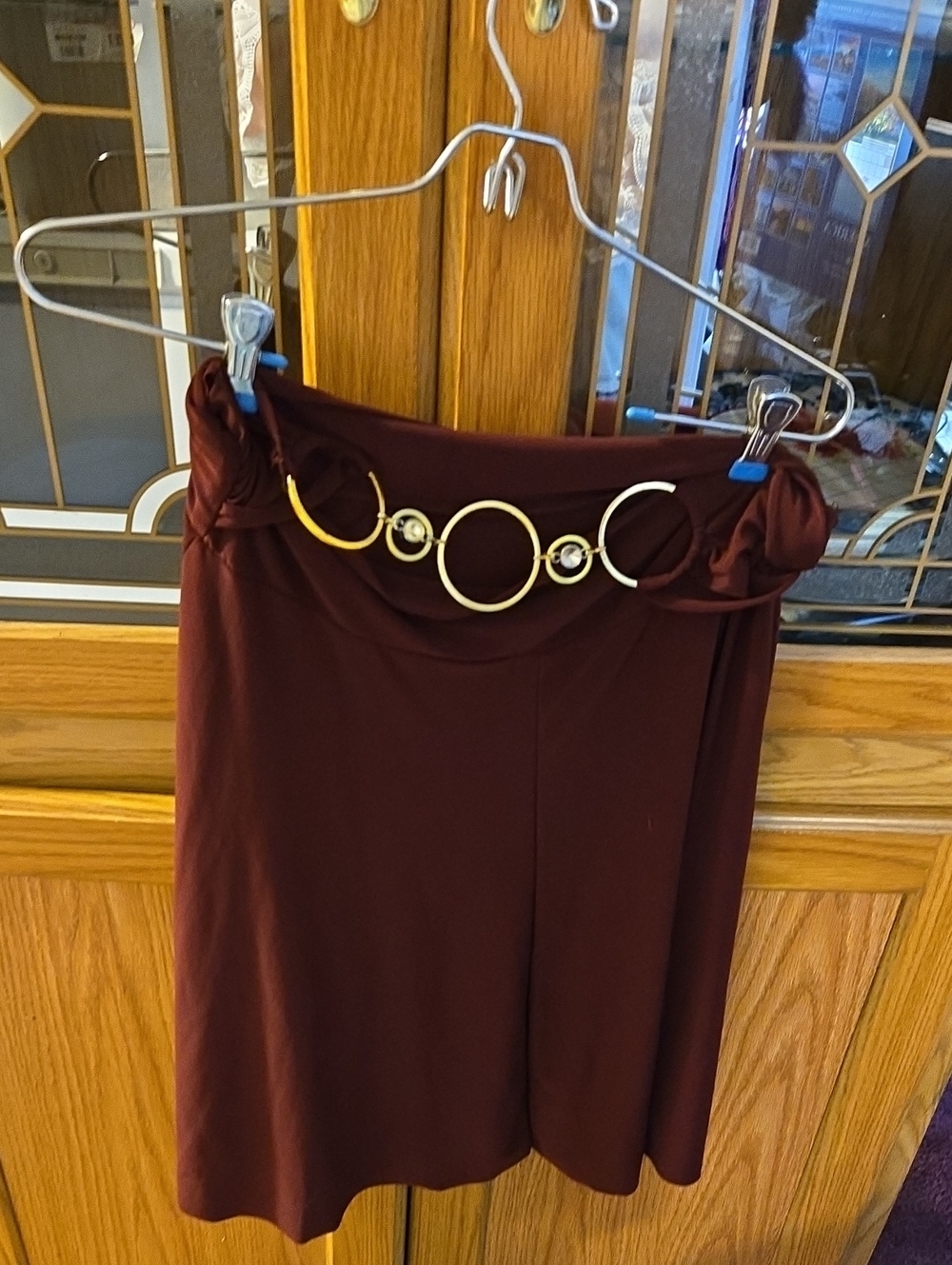 Team Apparel Burgundy Mini Skirt with Decorative Ring Belt